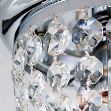 Vägglampa i kristall PLAFOND 1xE27/40W/230V diameter 26 cm skinande krom