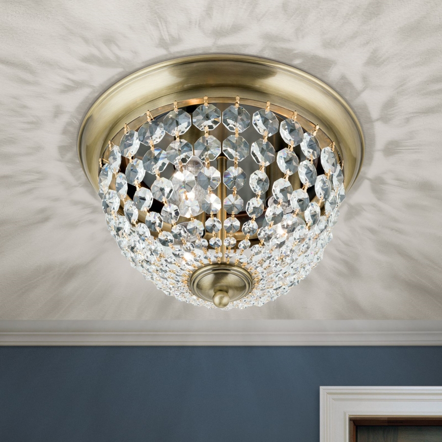 Vägglampa i kristall PLAFOND 3xE27/40W/230V diameter 35 cm brons