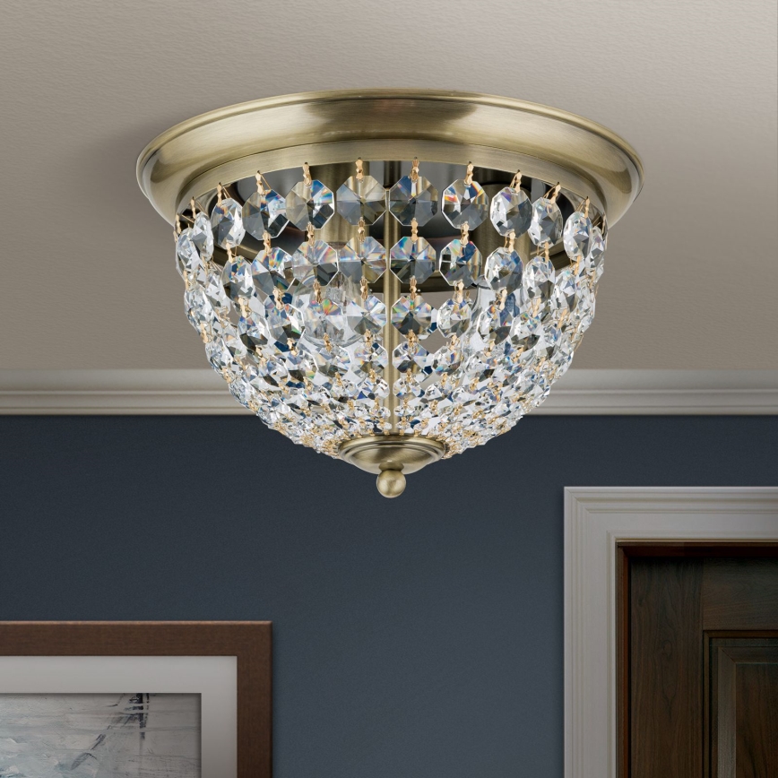 Vägglampa i kristall PLAFOND 3xE27/40W/230V diameter 35 cm brons