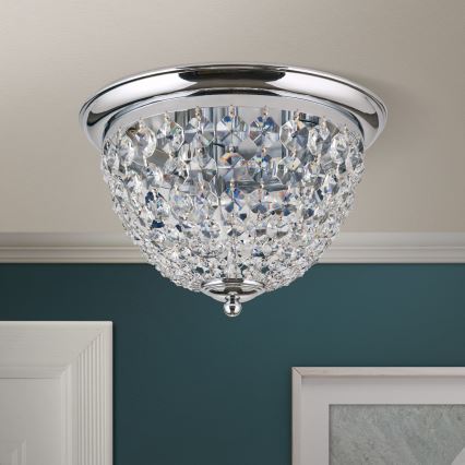 Vägglampa i kristall PLAFOND 3xE27/40W/230V diameter 35 cm skinande krom