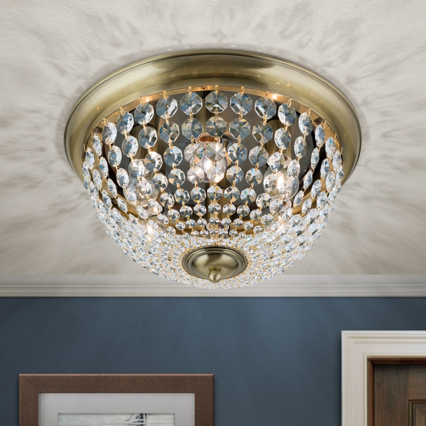 Vägglampa i kristall PLAFOND 6xE27/40W/230V diameter 47 cm brons