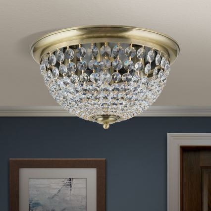 Vägglampa i kristall PLAFOND 6xE27/40W/230V diameter 47 cm brons