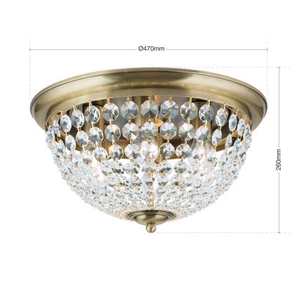 Vägglampa i kristall PLAFOND 6xE27/40W/230V diameter 47 cm brons