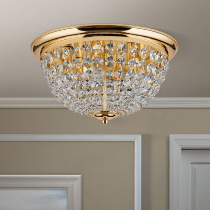 Vägglampa i kristall PLAFOND 6xE27/40W/230V diameter 47 cm guld