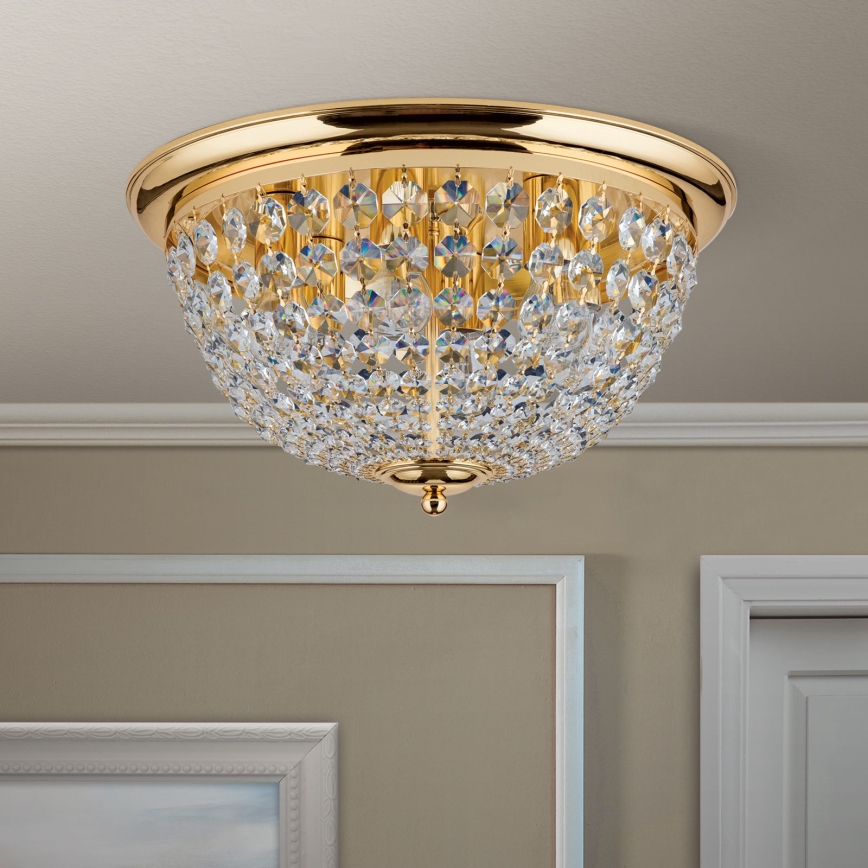 Vägglampa i kristall PLAFOND 6xE27/40W/230V diameter 47 cm guld