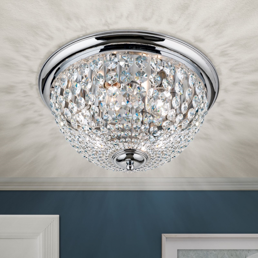 Vägglampa i kristall PLAFOND 6xE27/40W/230V diameter 47 cm skinande krom