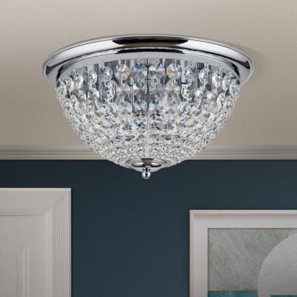 Vägglampa i kristall PLAFOND 6xE27/40W/230V diameter 47 cm skinande krom