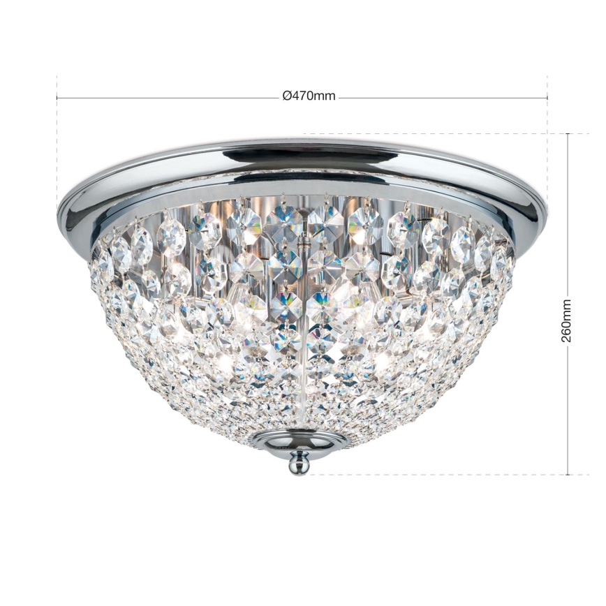 Vägglampa i kristall PLAFOND 6xE27/40W/230V diameter 47 cm skinande krom