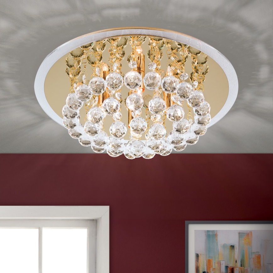 Vägglampa i kristall GLORIA 4xG9/40W/230V diameter 38 cm guld