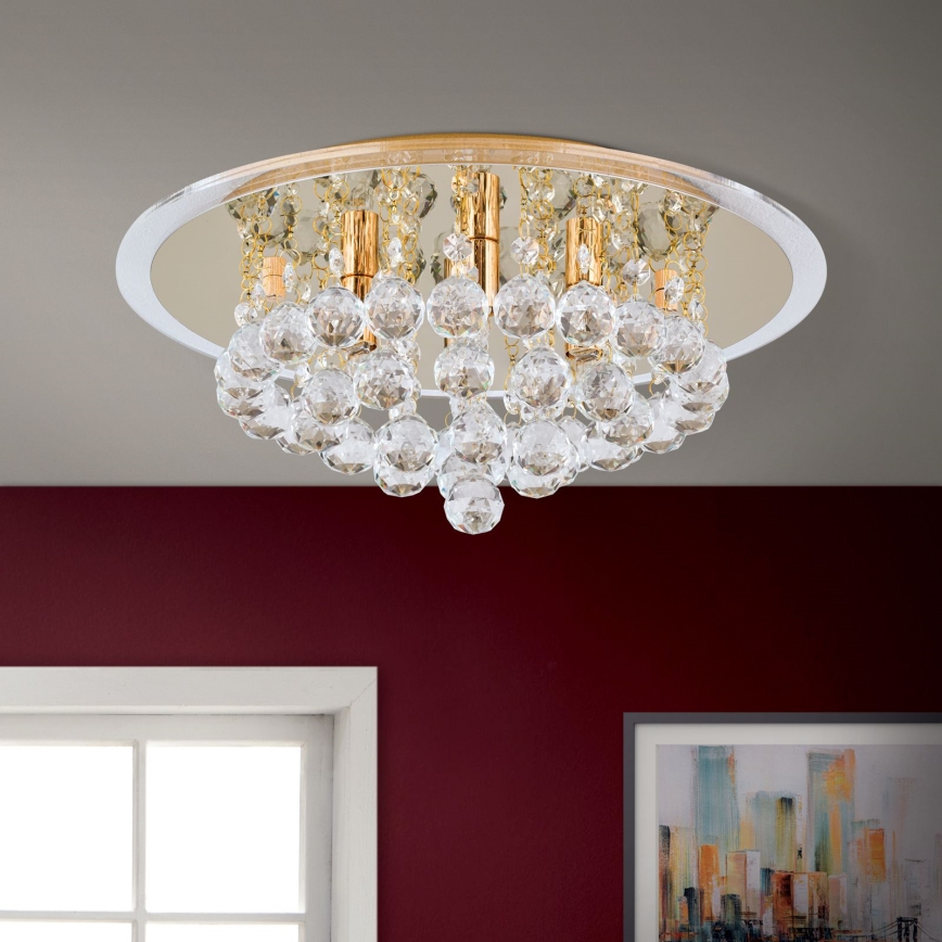 Vägglampa i kristall GLORIA 4xG9/40W/230V diameter 38 cm guld