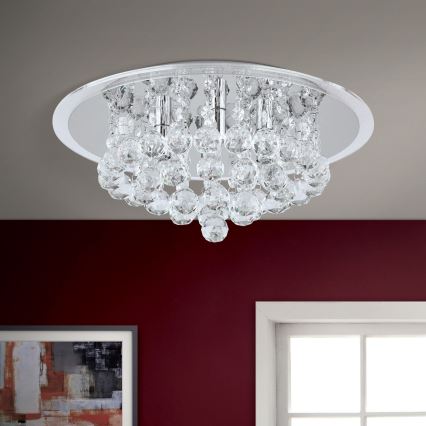 Vägglampa i kristall GLORIA 4xG9/40W/230V diameter 38 cm genomskinlig/skinande krom