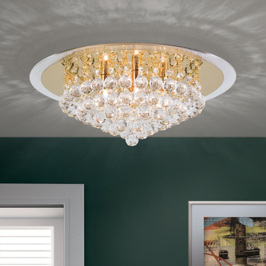 Vägglampa i kristall GLORIA 6xG9/40W/230V diameter 50 cm guld