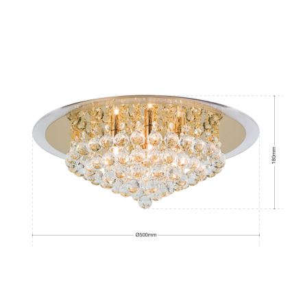 Vägglampa i kristall GLORIA 6xG9/40W/230V diameter 50 cm guld
