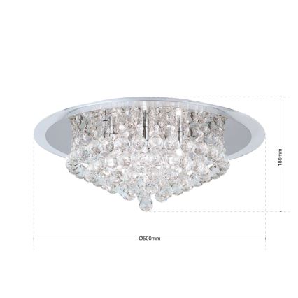 Vägglampa i kristall GLORIA 6xG9/40W/230V diameter 50 cm genomskinlig/skinande krom