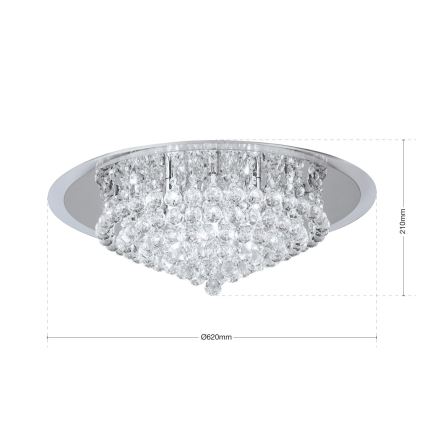 Vägglampa i kristall GLORIA 9xG9/40W/230V diameter 62 cm genomskinlig/skinande krom
