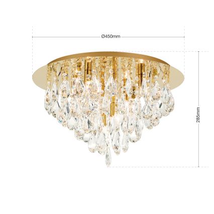 Vägglampa i kristall CELESTE 6xG9/40W/230V diameter 45 cm guld