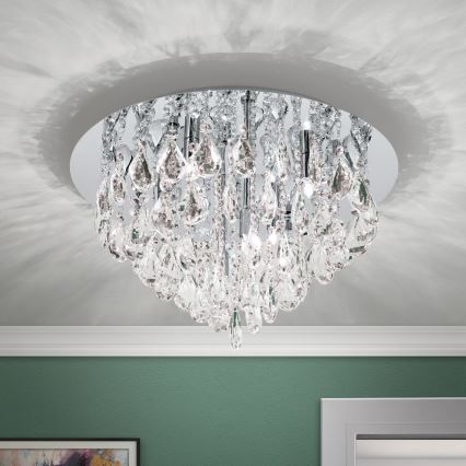 Vägglampa i kristall CELESTE 6xG9/40W/230V diameter 45 cm skinande krom