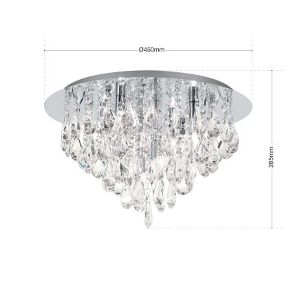Vägglampa i kristall CELESTE 6xG9/40W/230V diameter 45 cm skinande krom