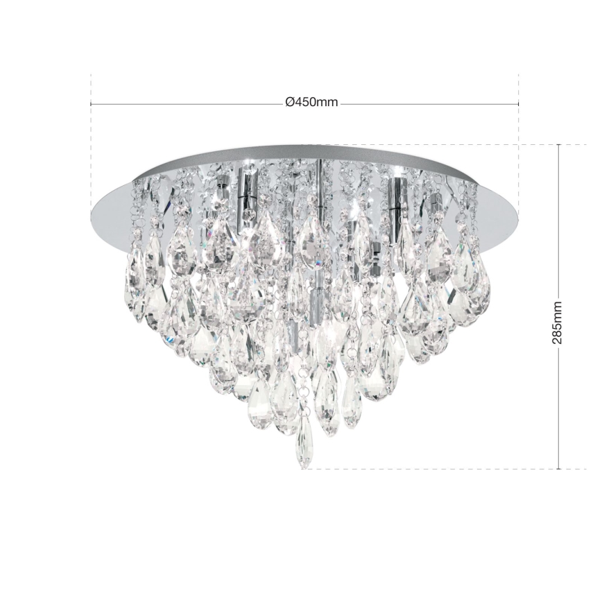 Vägglampa i kristall CELESTE 6xG9/40W/230V diameter 45 cm skinande krom