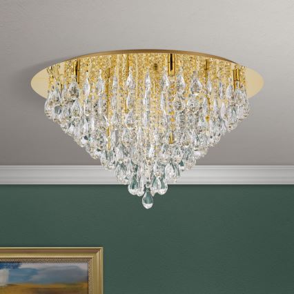 Vägglampa i kristall CELESTE 12xG9/40W/230V diameter 75 cm guld