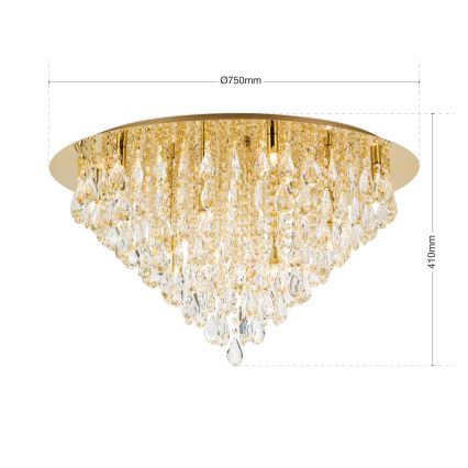 Vägglampa i kristall CELESTE 12xG9/40W/230V diameter 75 cm guld