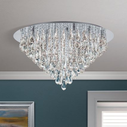 Vägglampa i kristall CELESTE 12xG9/40W/230V diameter 75 cm skinande krom