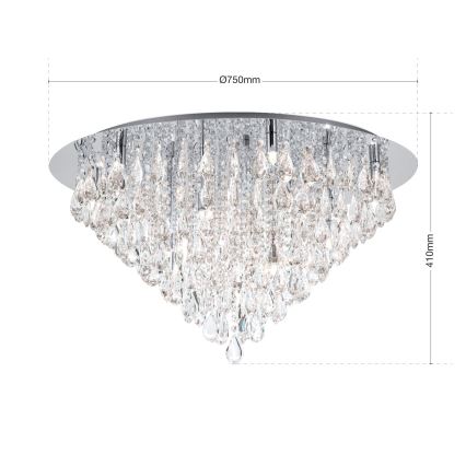 Vägglampa i kristall CELESTE 12xG9/40W/230V diameter 75 cm skinande krom