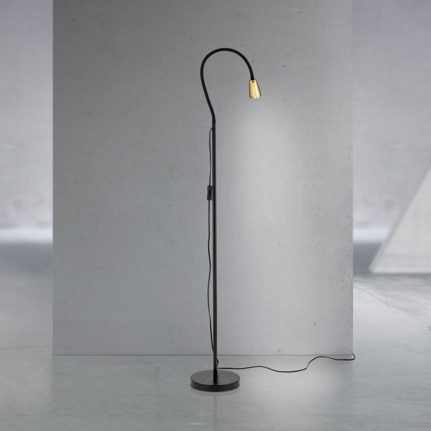 Justerbar golvlampa DOTTY 1xGU10/10W/230V svart/mässing