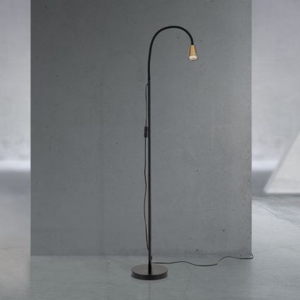 Justerbar golvlampa DOTTY 1xGU10/10W/230V svart/mässing