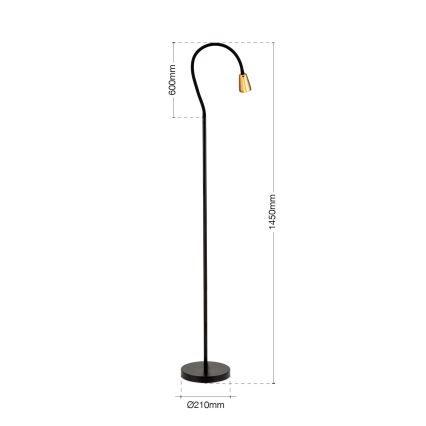 Justerbar golvlampa DOTTY 1xGU10/10W/230V svart/mässing