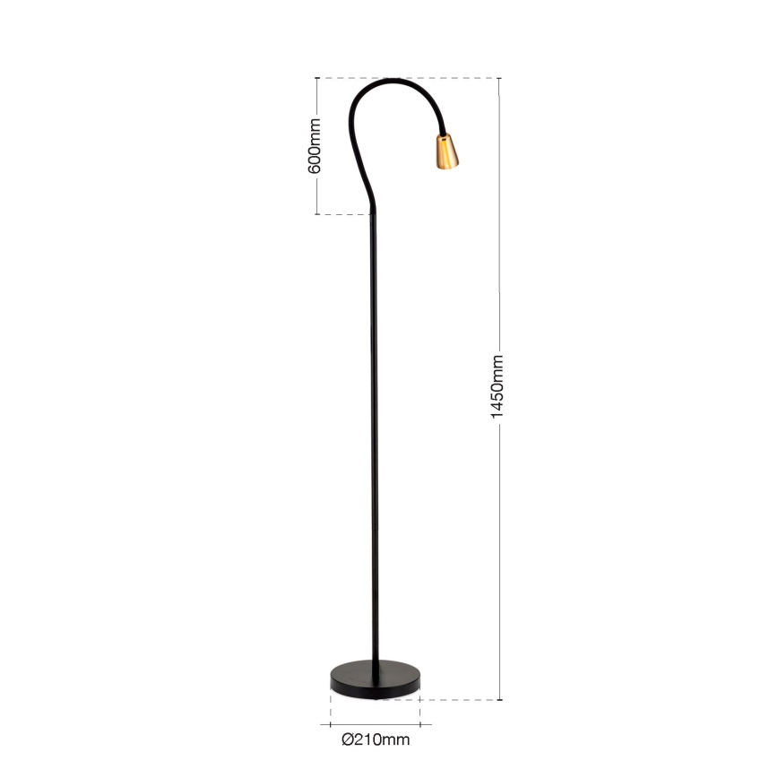 Justerbar golvlampa DOTTY 1xGU10/10W/230V svart/mässing