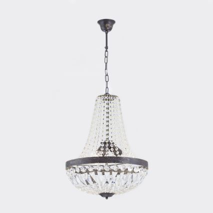 Ljuskrona i kristal med kedja ARILA 3xE27/60W/230V diameter 40 cm brun/patina