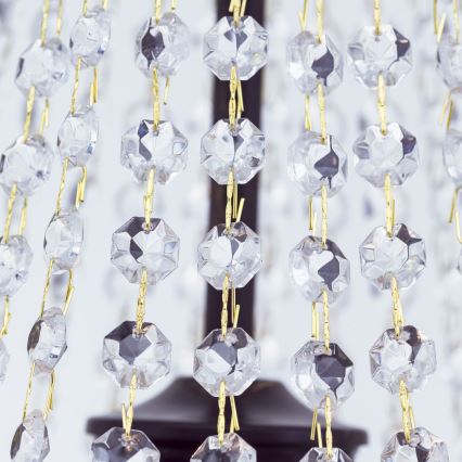 Ljuskrona i kristal med kedja ARILA 3xE27/60W/230V diameter 40 cm brun/patina