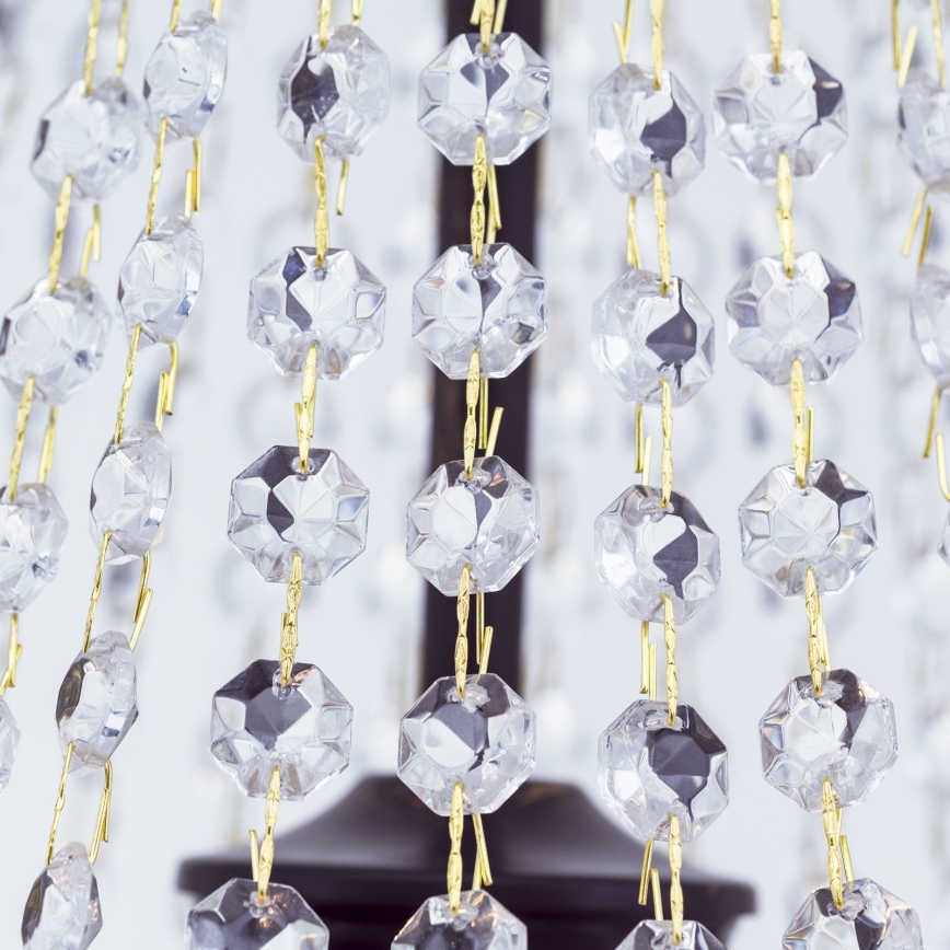 Ljuskrona i kristal med kedja ARILA 3xE27/60W/230V diameter 40 cm brun/patina