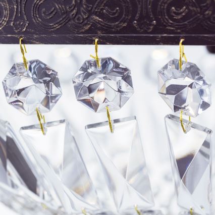 Ljuskrona i kristal med kedja ARILA 3xE27/60W/230V diameter 40 cm brun/patina