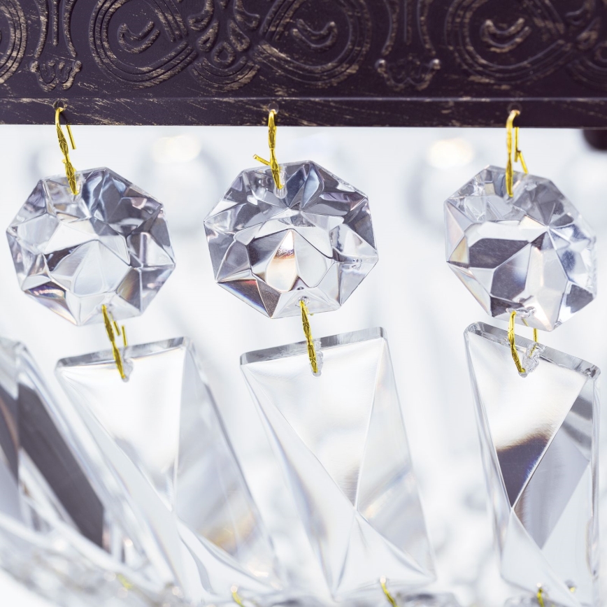 Ljuskrona i kristal med kedja ARILA 3xE27/60W/230V diameter 40 cm brun/patina