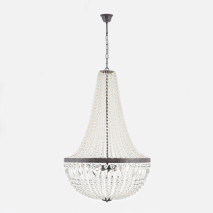 Ljuskrona i kristal med kedja ARILA 6xE27/60W/230V diameter 60 cm brun/patina