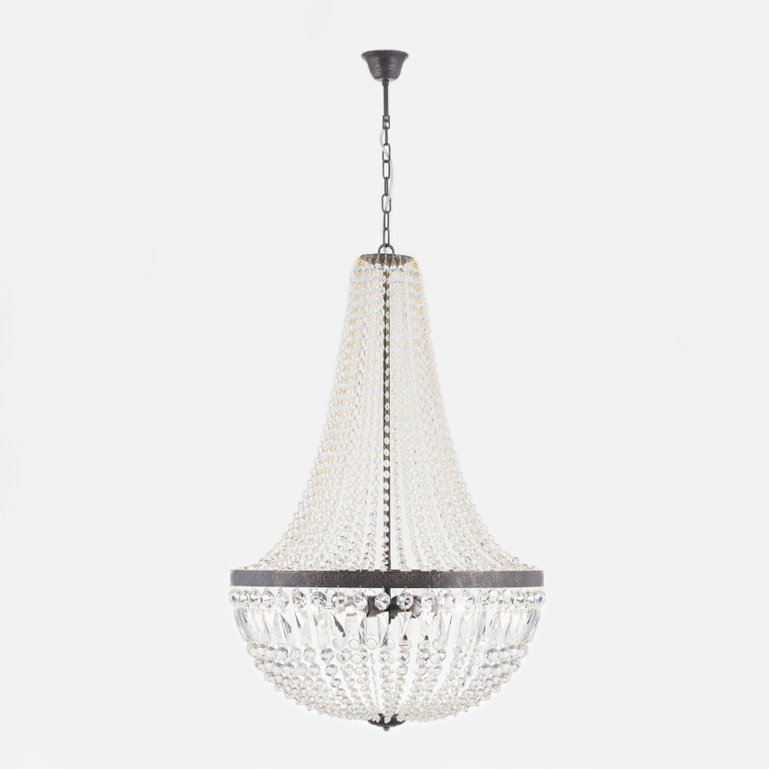 Ljuskrona i kristal med kedja ARILA 6xE27/60W/230V diameter 60 cm brun/patina