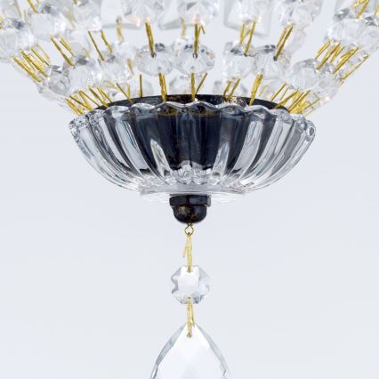 Ljuskrona i kristal med kedja ARILA 1xE27/60W/230V diameter 25 cm brun/patina
