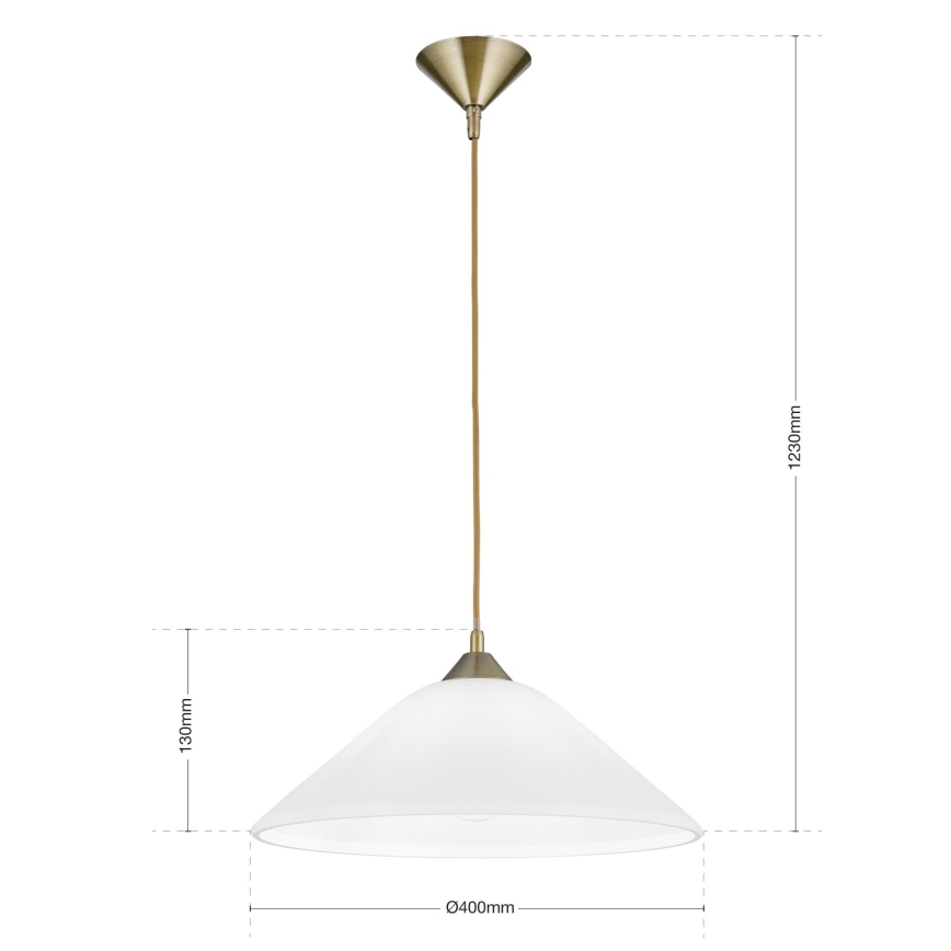 Ljuskrona med textilsladd GRADO 1xE27/60W/230V diameter 40 cm mässing