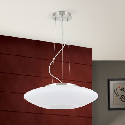 Ljuskrona med textilsladd BLANC 2xE27/60W/230V diameter 49 cm matt krom