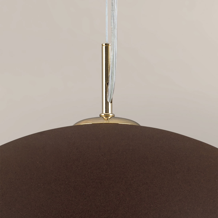 Ljuskrona med textilsladd ELIANO 1xE27/60W/230V diameter 50 cm brun/guld