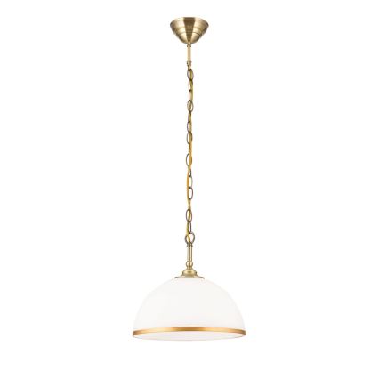 Ljuskrona på kedja OLD LAMP 1xE27/40W/230V diameter 30 cm vit/mässing