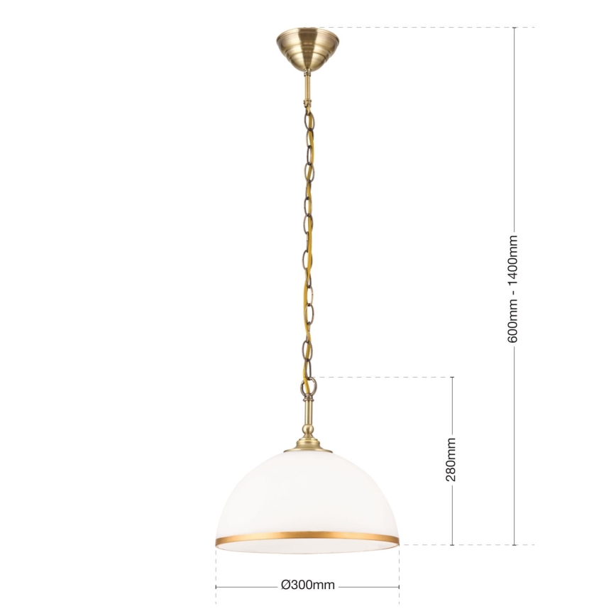Ljuskrona på kedja OLD LAMP 1xE27/40W/230V diameter 30 cm vit/mässing