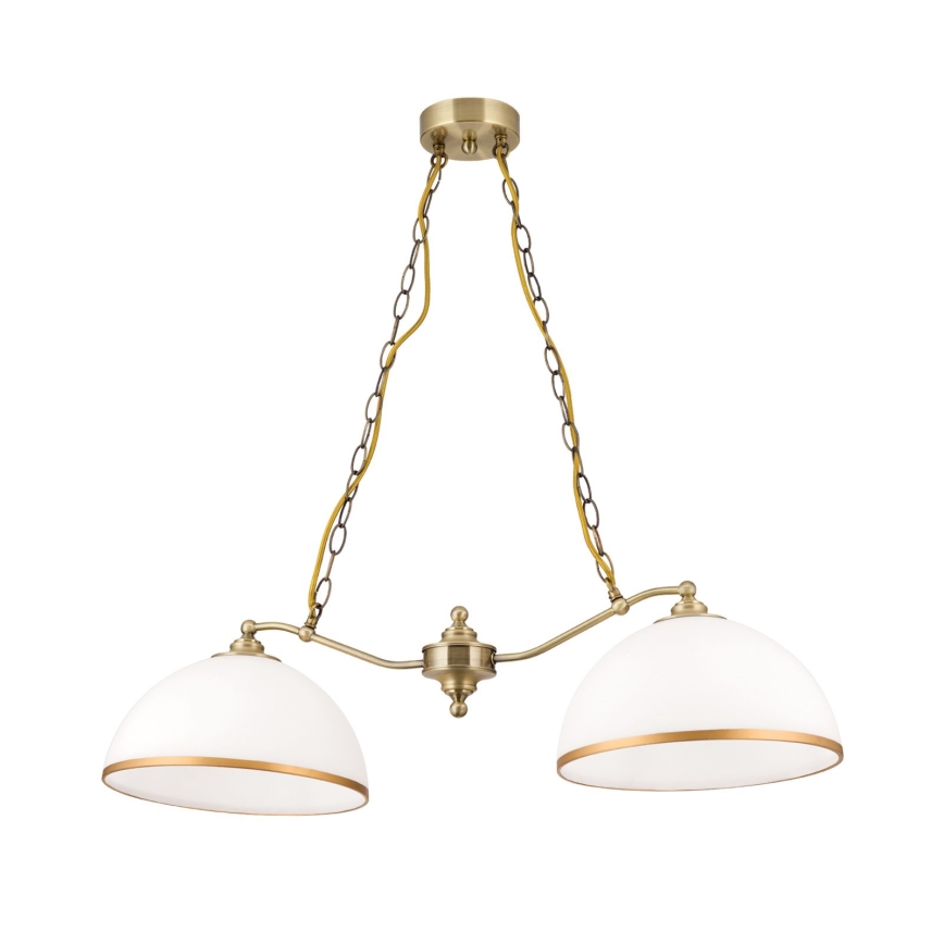 Ljuskrona på kedja OLD LAMP 2xE27/40W/230V vit/mässing