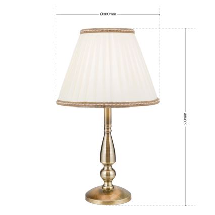 Bordslampa TONIA 1xE27/60W/230V diameter 30 cm vit/brons