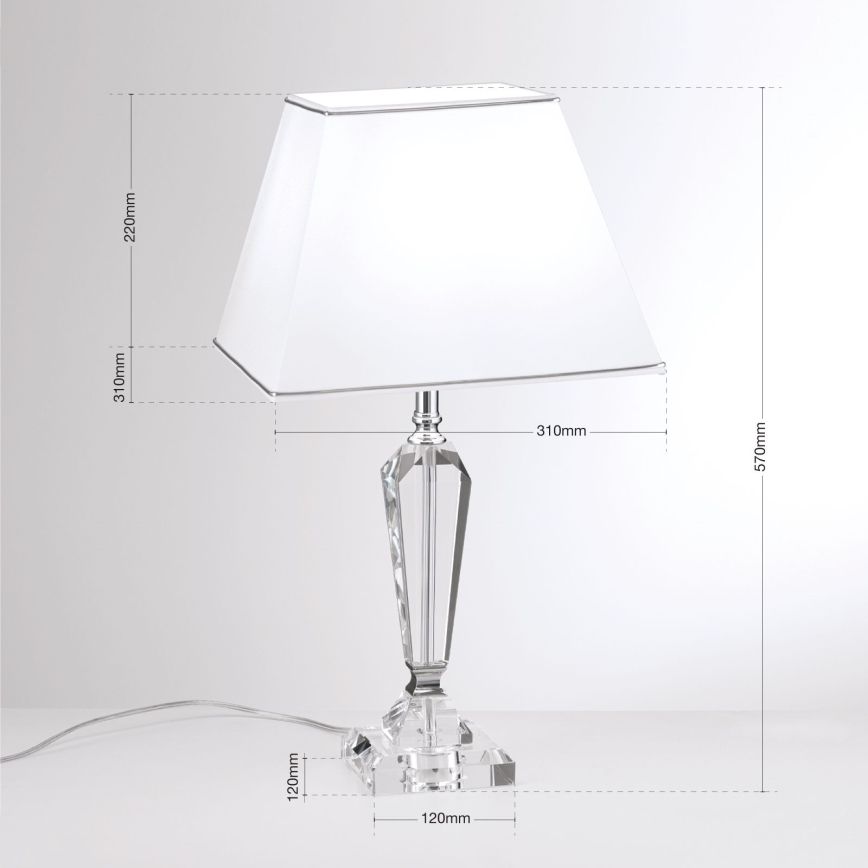 Bordslampa i kristall VERONIQUE 1xE27/60W/230V vit/genomskinlig