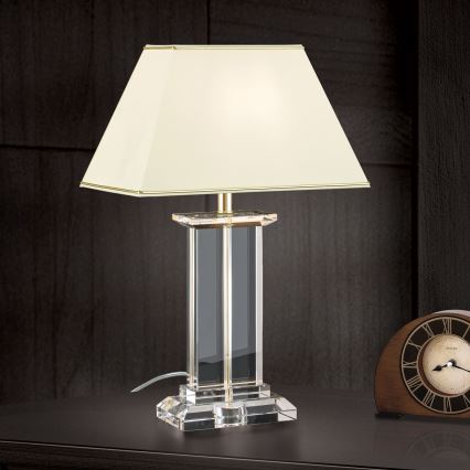 Bordslampa i kristall VERONIQUE 1xE27/60W/230V grädde/genomskinlig