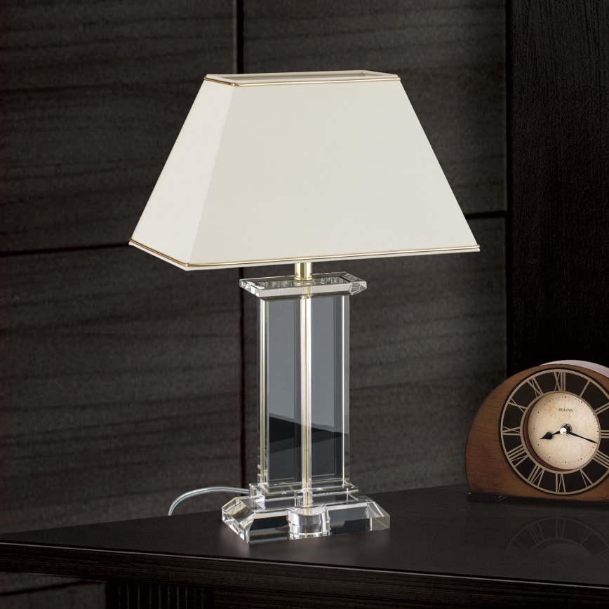 Bordslampa i kristall VERONIQUE 1xE27/60W/230V grädde/genomskinlig