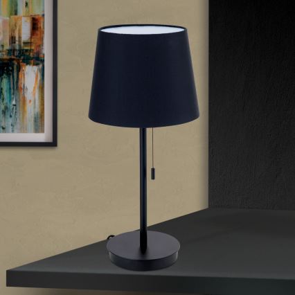 Bordslampa med USB-port LUDWIG 1xE27/40W/230V 50 cm svart